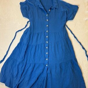 Baltic Born Vibrant Blue Midi Dress size 3XL, 100% cotton